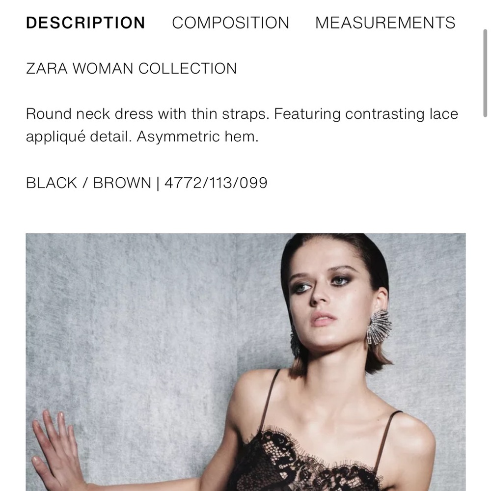 Zara NWT ZW Collection asymmetric satin lace dress brown 4772/113 - Picture 10 of 12
